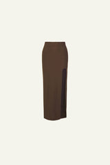 Midi Skirt With Lateral Slit - Chocolate - Mara