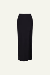 Midi Skirt With Lateral Slit - Black - Mara