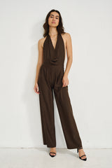 Draped One Piece with V-Neck (Limited Edition) Chocolate- Miriam