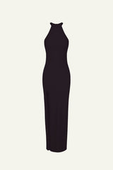 Halter Maxi Dress With Lateral Slit (Limited Edition) Black - Olivia