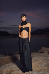 Maxi Skirt With Front Draped Detail (Limited Edition) Black - Mai