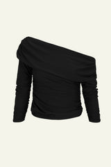 Off-Shoulder Draped Bardi Top (Limited Edition) Black - Dana