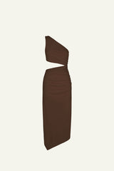 Asymmetrical Cut-Out Dress (Limited Edition) Chocolate- Sofia