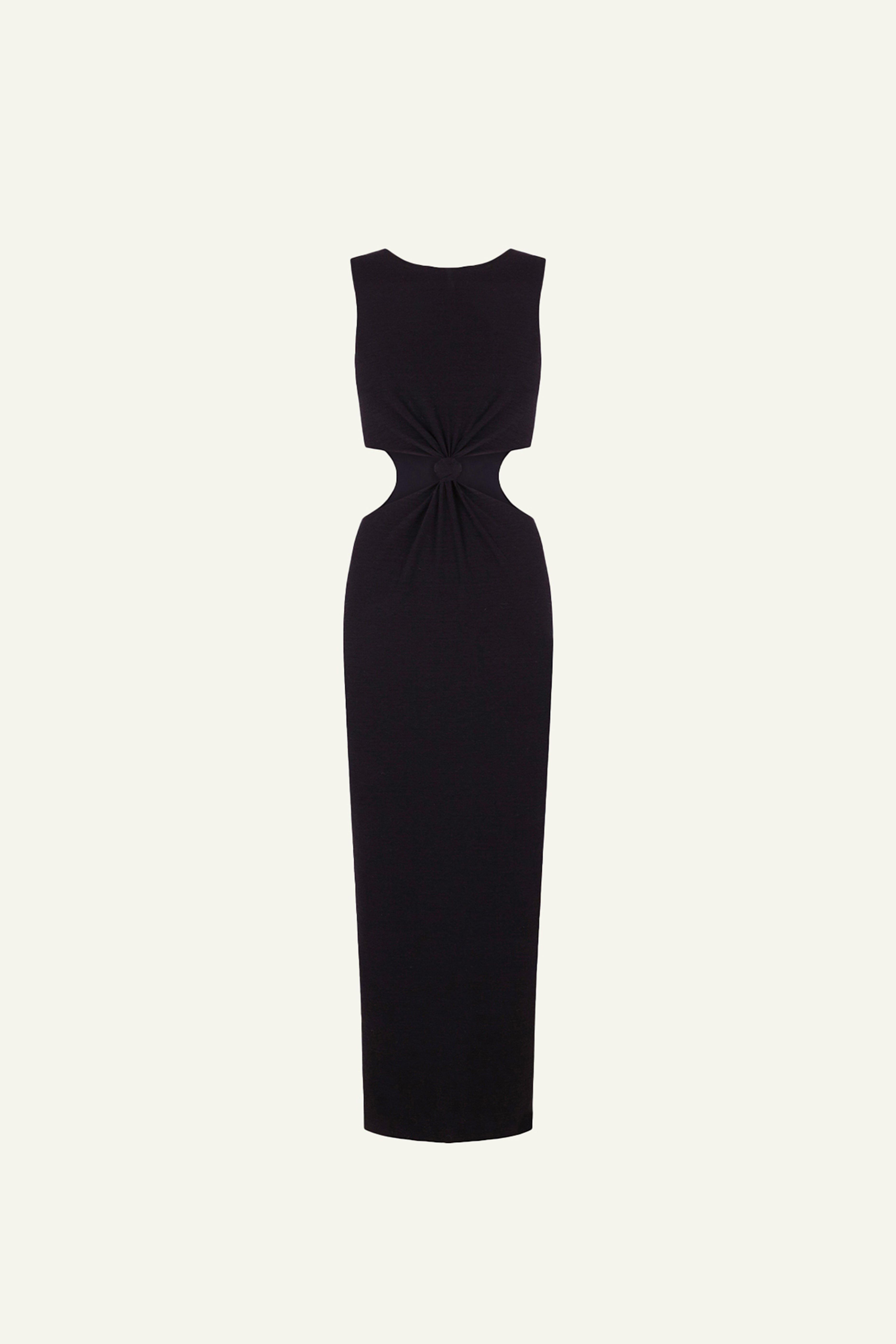 Cut Out Maxi Dress in Merino Wool (Limited Edition) - Black - Alana