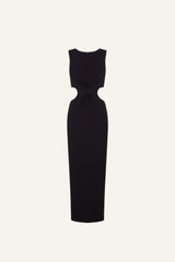 Cut Out Maxi Dress in Merino Wool (Limited Edition) - Black - Alana