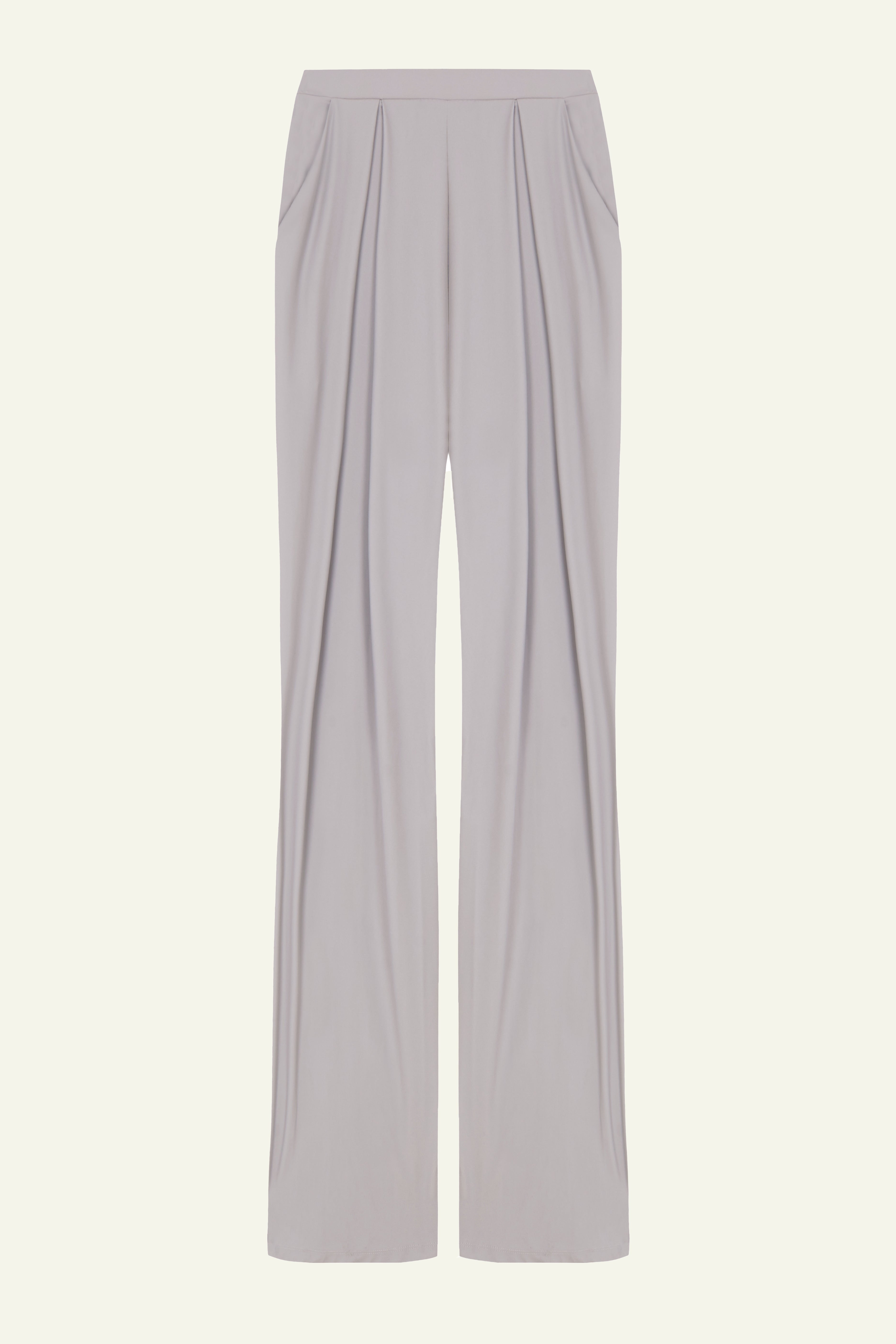 Loose-Fitting Darted Trousers (Limited Edition) Perla (Grey) - Estela