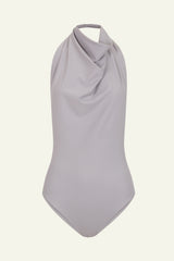 Draped Halter Bodysuit (Limited Edition) Perla Grey - Noelia