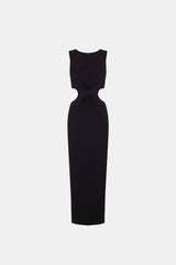 Cut Out Maxi Dress in Merino Wool (Limited Edition) - Black - Alana