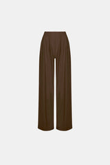 Wide-Leg Trousers - Chocolate - Olaya